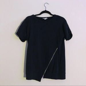 Black sweatshirt T with zipper detailing